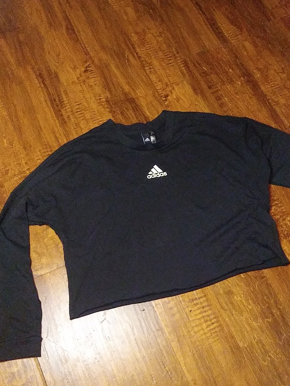 adidas Black Cropped Crewneck Sweatshirt